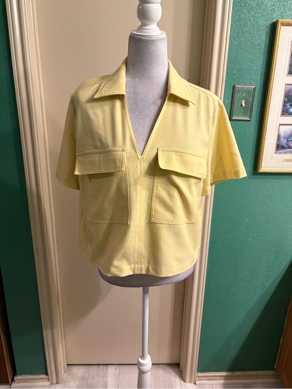 MICHAEL Michael Kors Pale Yellow Short-Sleeve Pocket Top